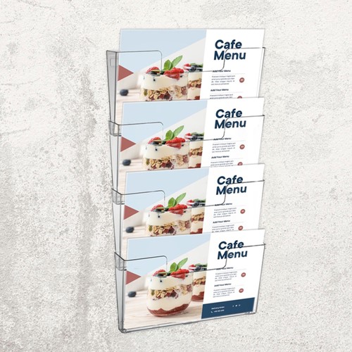 Folderhouder Europel A4 wand liggend koppelb acryl 4 Stuk-3