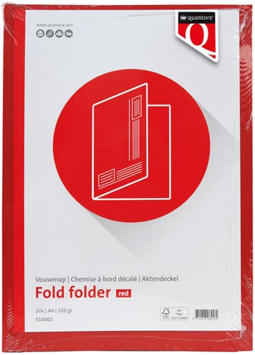 Vouwmap Quantore A4 ongelijke zijde 250gr rood 1 Stuk-1
