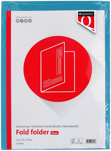 Vouwmap Quantore A4 ongelijke zijde 250gr blauw 1 Stuk-2