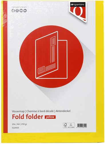 Vouwmap Quantore A4 ongelijke zijde 250gr geel 1 Stuk-2