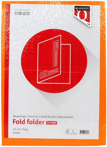 Vouwmap Quantore A4 Ongelijke Zijde 250gr Oranje 1 Stuk-2