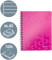 Notitieboek Leitz WOW A5 spiraal PP lijn roze 1 Stuk-1