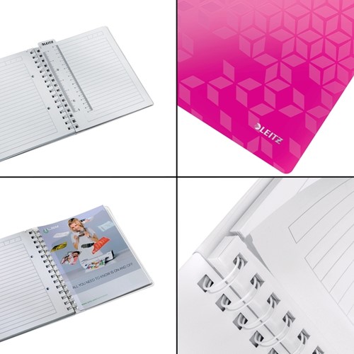 Notitieboek Leitz WOW A5 spiraal 160 pagina's lijn roze-4