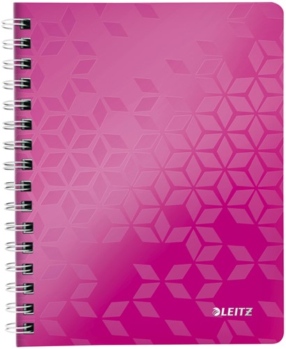 Notitieboek Leitz WOW A5 spiraal PP lijn roze 1 Stuk