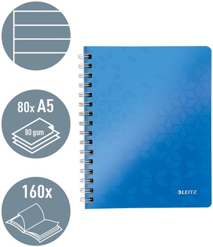 Notitieboek Leitz WOW A5 spiraal 160 pagina's lijn blauw-5