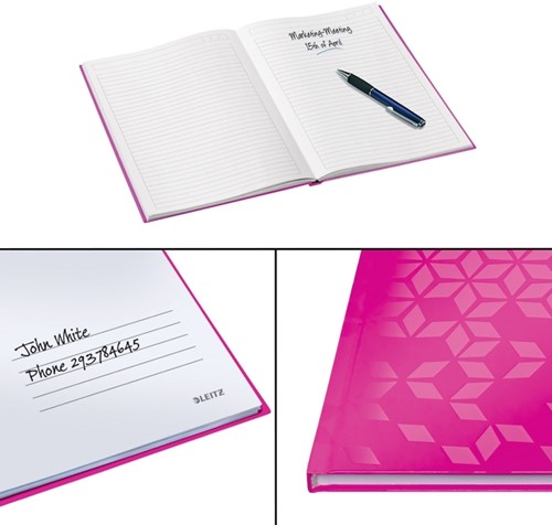 Notitieboek Leitz WOW A5 160blz 90gr lijn roze 1 Stuk-2