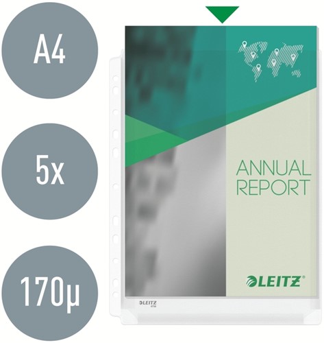 Harmonica showtas Leitz Premium met perforatiestrip 180µ PVC A4 5 stuks glashelder 5 stuks-6