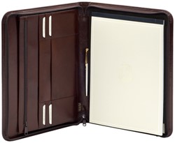 Schrijfmap van der Spek A4 + rits leer bruin 1 Stuk