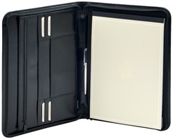 Schrijfmap van der Spek  A4 + rits leer zwart 1 Stuk