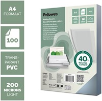 Voorblad Fellowes A4 PVC 200micron transparant 100 Stuk-2