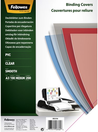 Voorblad Fellowes A3 PVC 200micron 100 Stuk