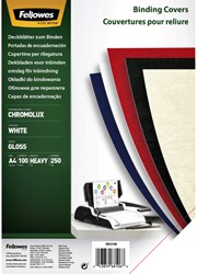 Voorblad Fellowes A4 Chromolux 250gr wit 100 Stuk