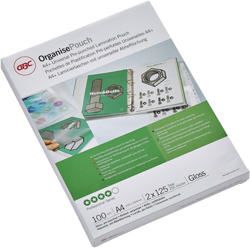 Lamineerhoes GBC A4 2x125micron 4gaats 100 Stuk
