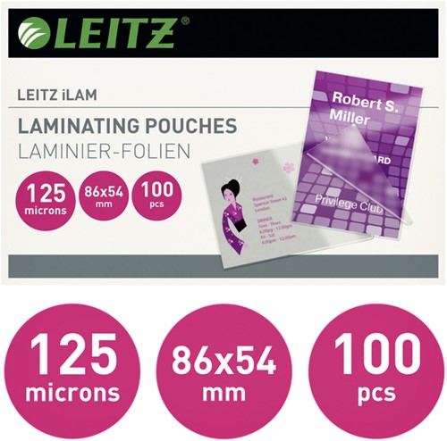 Lamineerhoes Leitz iLAM 54x85mm 2x125micron EVA 100 Stuk-2