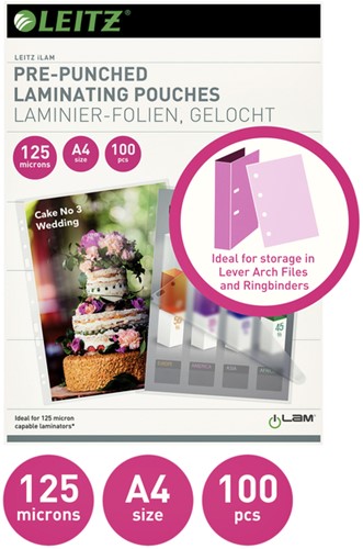 Lamineerhoes Leitz A4 perforatieband 2x125mic EVA 100 Stuk-2