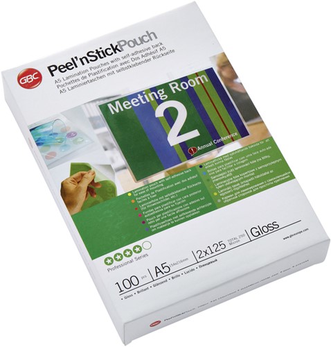 Lamineerhoes GBC A5 zelfklevend 2x125micron 100 Stuk