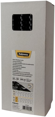 Bindrug Fellowes 22mm 21rings A4 zwart 50 Stuk