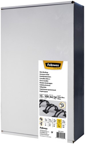 Draadrug Fellowes 12mm 34-rings A4 zilver 100 stuks