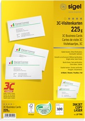 Visitekaart Sigel 85x55mm 225gr gladde zijden wit 10 Vel