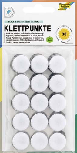Klittenband Folia rond 2cm 15st zwart 15st wit 30 Stuk
