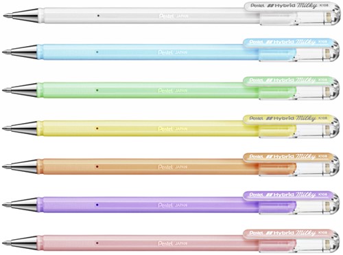 Gelschrijver Pentel K108-P F pastel wit 1 Stuk-2