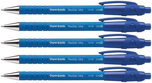 Balpen Papermate Flexgrip Ultra M 5st blauw 5 Stuk-2