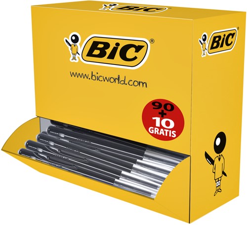 Balpen Bic M10 M 90+10 gratis zwart 100 Stuk