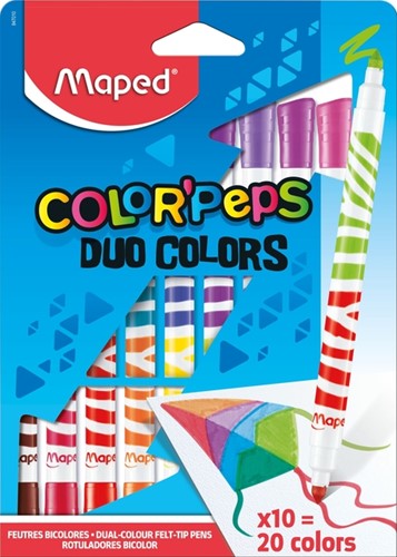 Viltstift Maped Color'Peps Duo Colors set 10st 10 Stuk