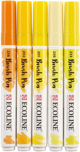 Brushpen Talens Ecoline set 5 stuks geel 5 Stuk