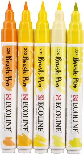 Brushpen Talens Ecoline set 5 stuks geel 5 Stuk-2