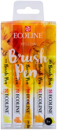 Brushpen Talens Ecoline set 5 stuks geel 5 Stuk-3