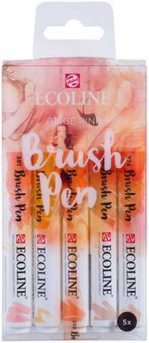 Brushpen Talens Ecoline set 5 stuks beige roze 5 Stuk-3