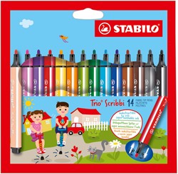 Viltstift STABILO Trio Scribbi 368/14 14st assorti 14 Stuk