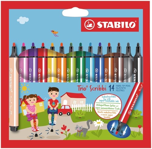 Viltstift STABILO Trio Scribbi 368/14 14st assorti 14 Stuk