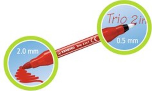 Viltstift STABILO Trio 2 in 1 223/10 10st assorti 10 Stuk-2