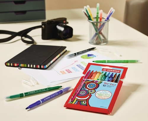 Viltstift STABILO Trio 2 in 1 223/10 10st assorti 10 Stuk-3