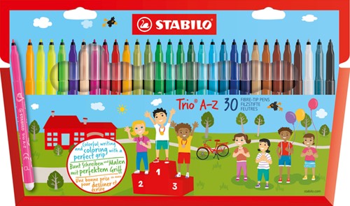 Viltstift STABILO Trio A-Z 378/30 30st assorti 30 Stuk