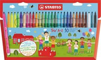 Viltstift STABILO Trio A-Z 378/30 30st assorti 30 Stuk