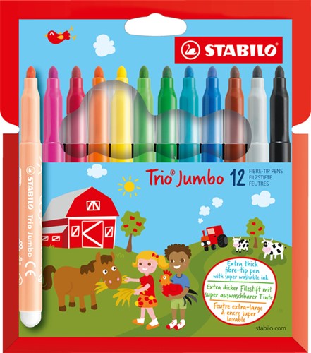 Viltstift STABILO Trio Jumbo 380/12 XL 12st ass 12 Stuk
