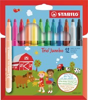 Viltstift STABILO Trio Jumbo 380/12 extra large assorti 12 stuks