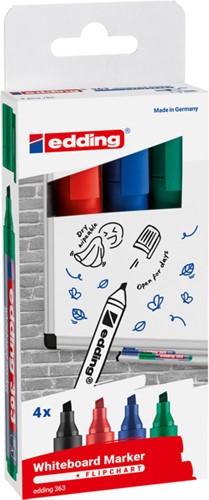 Whiteboardmarker edding 363 schuin 1-5mm assorti 4 stuks