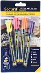 Krijtstift Securit SMA-100 rond 1-2mm geel/oranje/roze/paars blister à 4 stuks