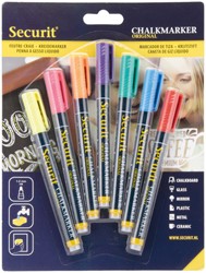 Krijtstift Securit SMA-100 rond ass 1-2mm blister à 7 stuks