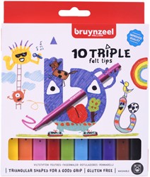 Viltstift Bruynzeel Kids Triple 10 kleuren 10 Stuk