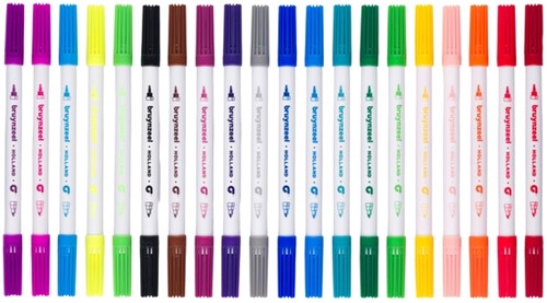 Viltstift Bruynzeel Kids Twin Point set 20 kleuren 20 Stuk-2