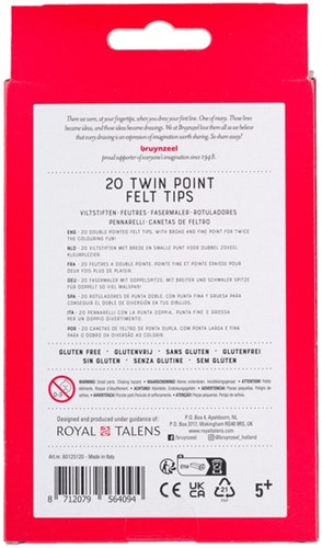 Viltstift Bruynzeel Kids Twin Point set 20 kleuren 20 Stuk-1