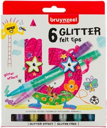 Viltstift Bruynzeel Kids Glitter 6 kleuren 6 Stuk