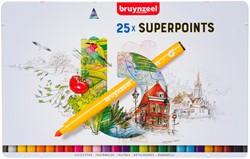 Viltstift Bruynzeel Super Points 25 kleuren 25 Stuk