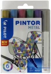 Verfstift PILOT Pintor metallic F assorti 6 Stuk
