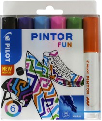 Verfstift PILOT Pintor fun M assorti 6 Stuk